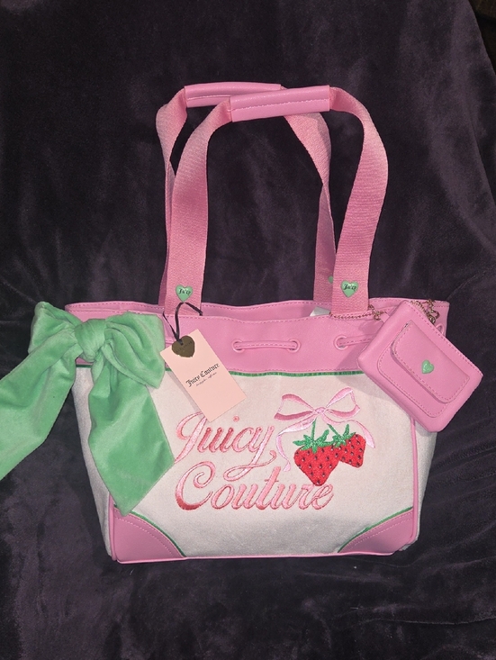 Juicy Couture Handbags - Juicy Couture Pink & Green Strawberry Tote with Bow Accent